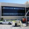 Large windows can't keep the Nevada sun out of a Nellis Air Force Base building.